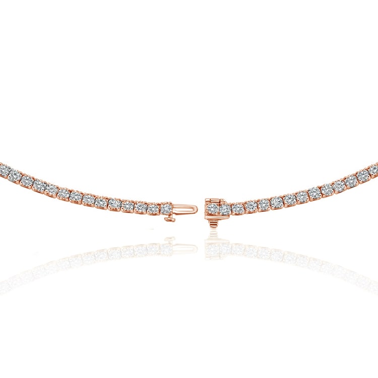 12.89 ctw 14k Rose Gold 17 inch Basket 4 Prong Tennis Necklace (LAB GROWN D