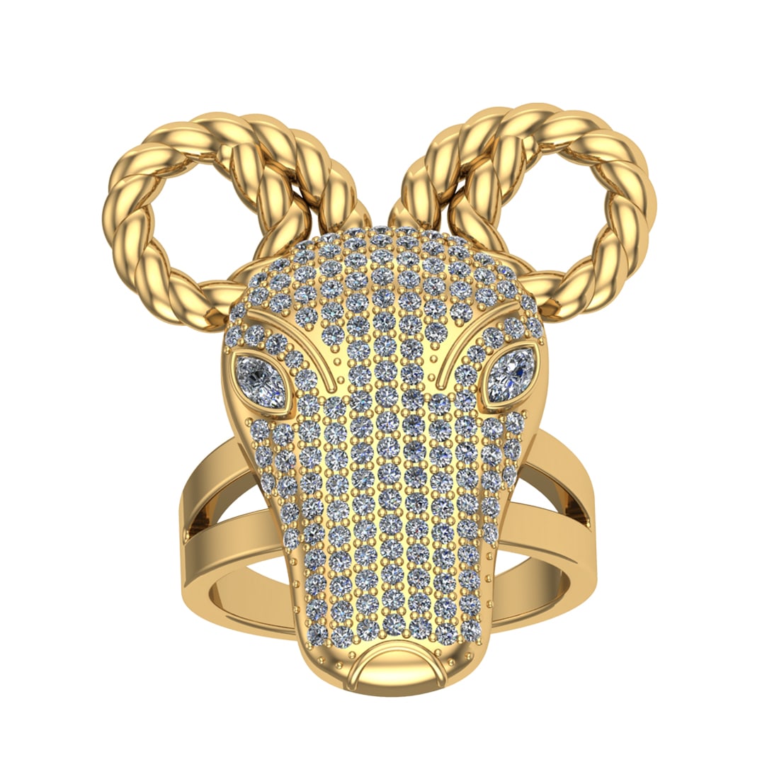 1.42 CtwVS/SI1 Diamond 14K Yellow Gold Animal theme Ring