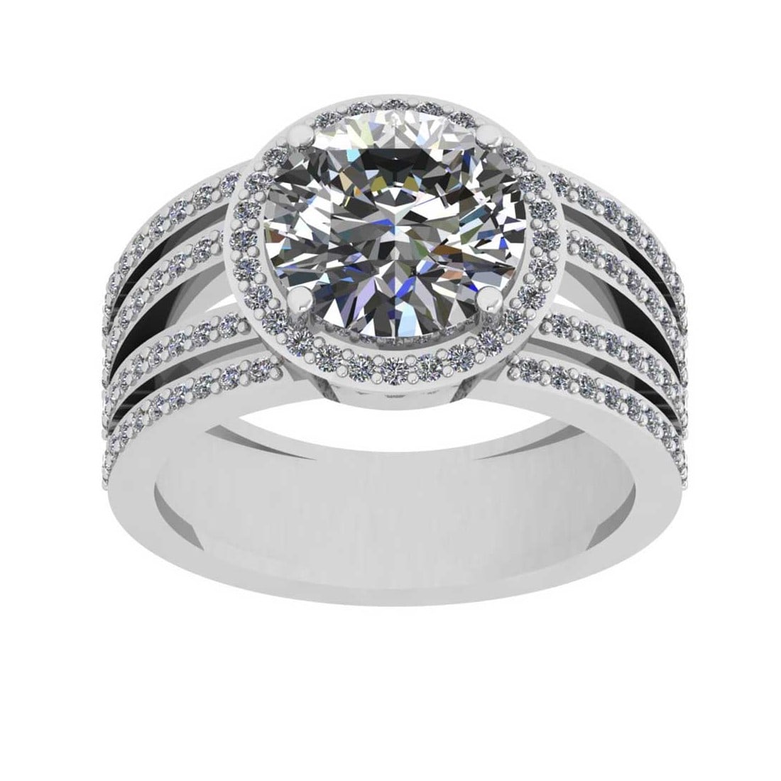 3.22 Ctw SI2/I1 Diamond Style Prong Set 18K White Gold Engagement Wedding R