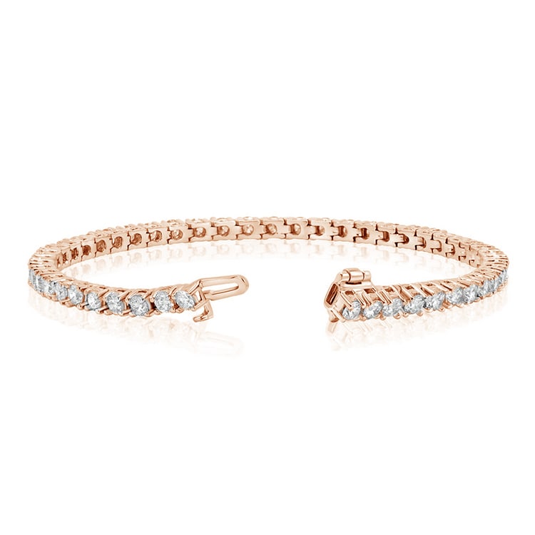 10.4 ctw 14k Rose Gold 7 inch Basket 4 Prong Tennis Bracelet (LAB GROWN DIA