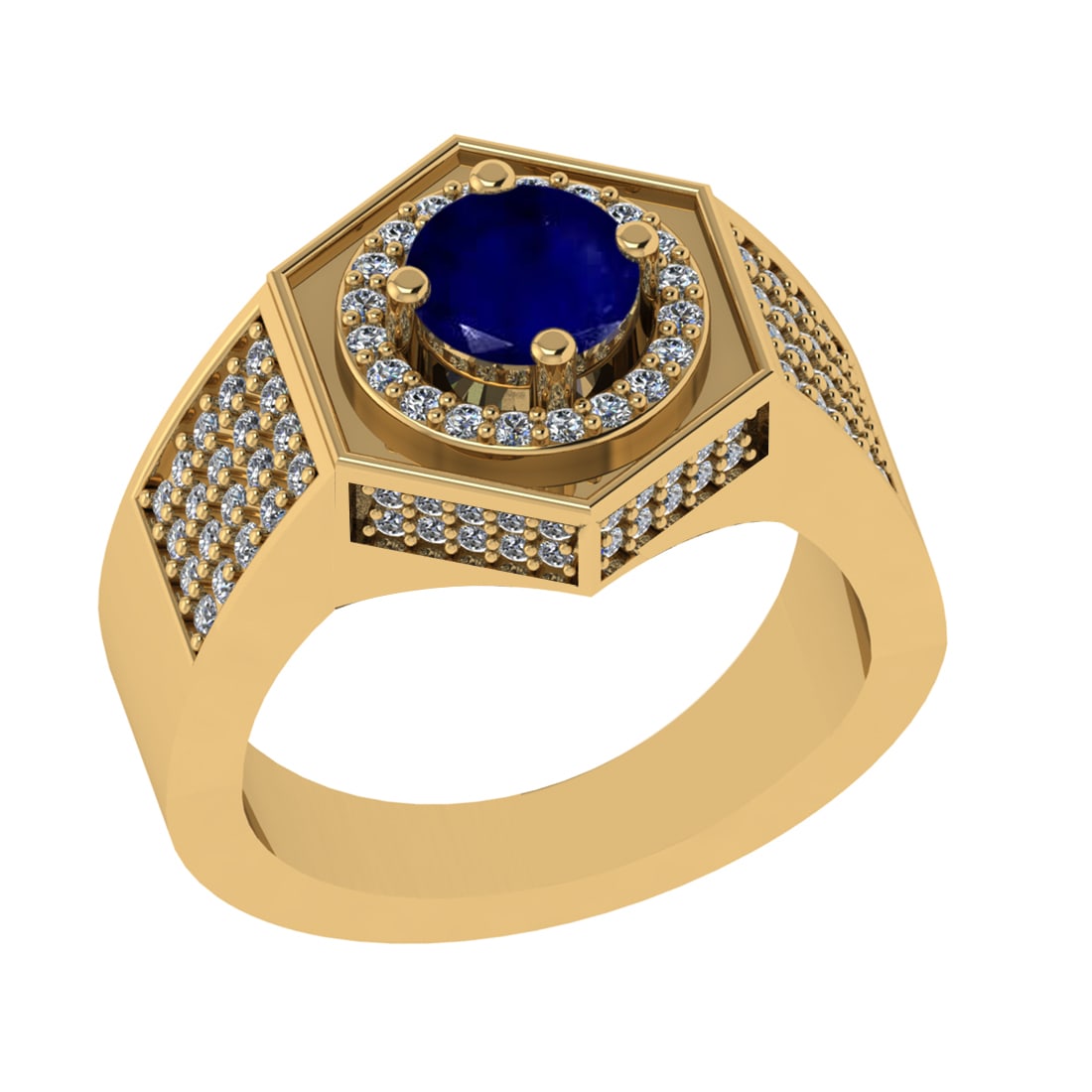 1.42 Ctw VS/SI1 Blue Sapphire and Diamond 14K Yellow Gold Engagement Ring (: Center stone Weight :-1.00 Ctw ( Round Cut) Center Stone Color :- Blue Sapphire Center Stone Setting : Prong Side Diamond Weight Of Ctw 0.42 Ctw Color : G-H Clarity : VS/SI1 Stone Setting : Prong Meta
