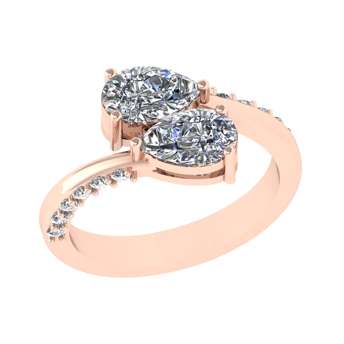 1.80 Ctw SI2/SI1 Diamond Prong Set 14k Rose Gold Toi et Moi Two-Stone Engag: Center Daimond Weight :-1.50 Ctw ( Pear Cut) Color : G-H Clarity : SI2/SI1 Side Diamond Weight Of Ctw 0.30 Ctw Color : G-H Clarity : SI2/SI1 Daimond Setting : Prong Metal Weight : Approx 4.33 gram 14k