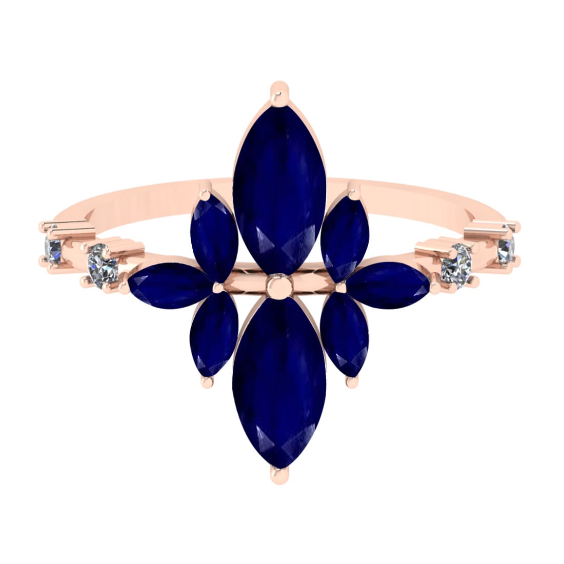 1.75 Ctw VS/SI1 Blue Sapphire And Diamond 14K Yellow Gold Cocktail Ring: Center Stone Weight : 1.60 Ctw (Marquise Cut) Center Stone Color : Blue Sapphire Stone Setting : Prong Side Stone Weight Of Ctw 0.15 Ctw Side Stone Color : J-K Stone Clarity : VS/SI1 Stone Setting : P