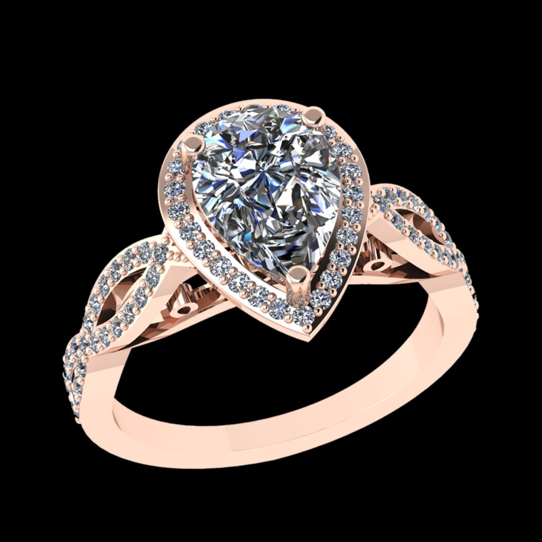 2.99 Ctw VS/SI1 Diamond 10k Rose Gold Engagement Ring (ALL DIAMOND ARE LAB: Center Daimond Weight :-2.50 Ctw ( Pear Cut) Color : J-K Clarity : VS/SI1 Side Diamond Weight Of Ctw 0.49 Ctw Color : J-K Clarity : VS/SI1 Daimond Setting : Prong Metal Weight : Approx 4.33 gram 10k R
