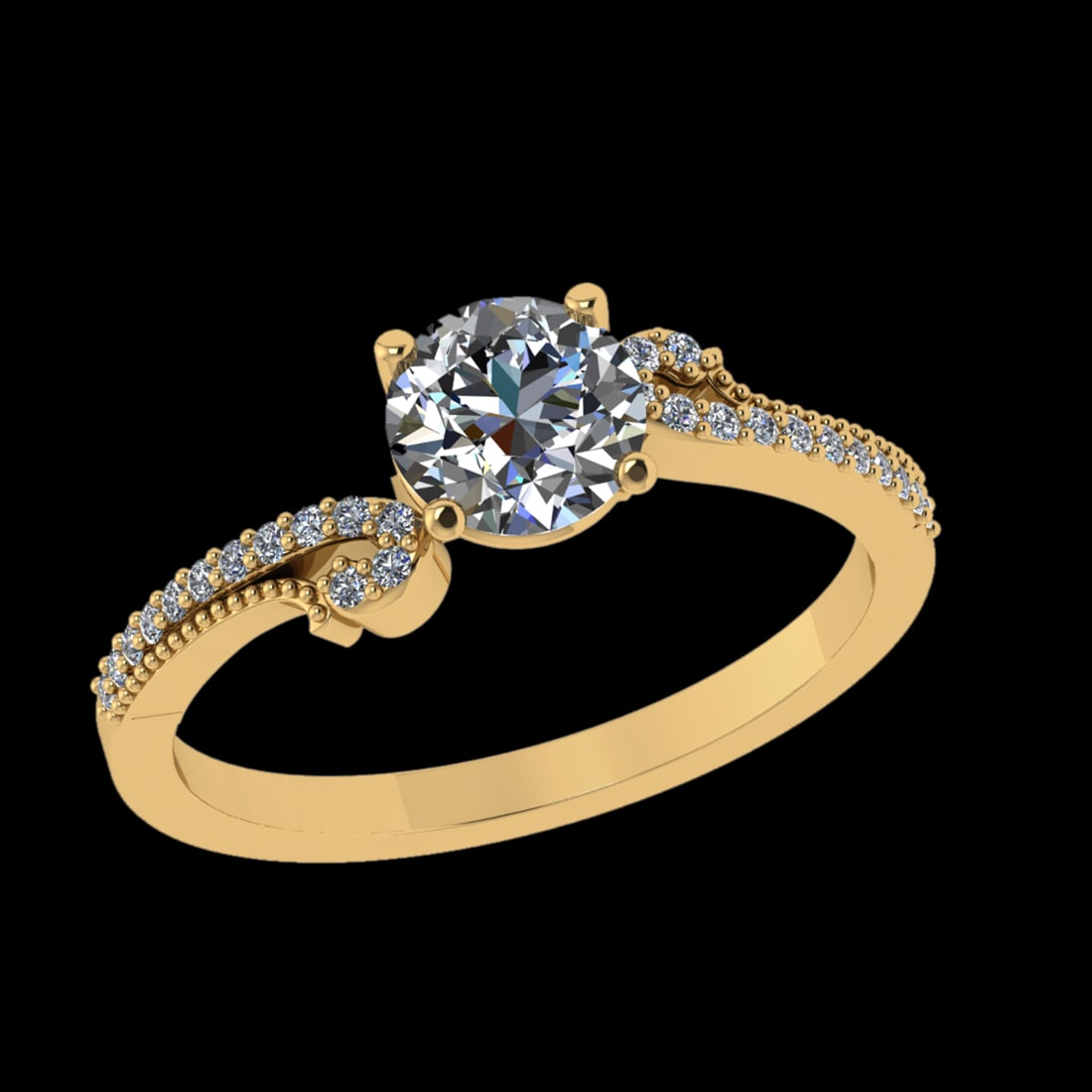1.02 Ctw VS/SI1 Diamond Prong Set 18k Yellow Gold Engagement Ring (ALL DIAM: Center Daimond Weight :-0.84 Ctw (Round Cut) Color : G-H Clarity : VS/SI1 Side Diamond Weight Of Ctw 0.18 Ctw Color : G-H Clarity : VS/SI1 Daimond Setting : Prong Metal Weight : Approx 4.86 gram 18k