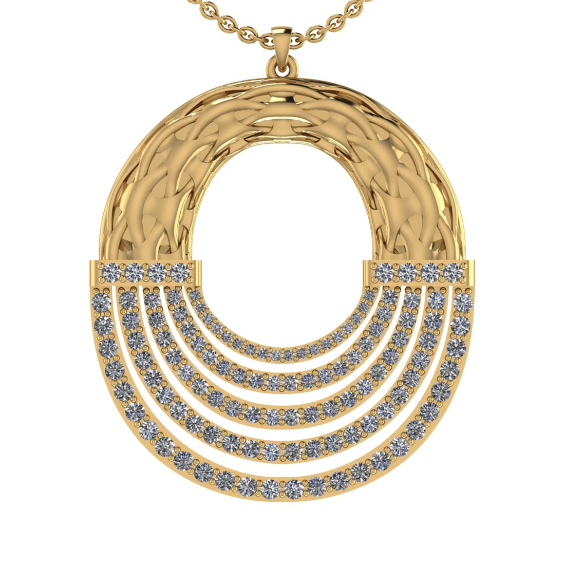 1.00 Ctw VS/SI1 Diamond Prong Set 14k Yellow Gold Pandant (ALL DIAMOND ARE