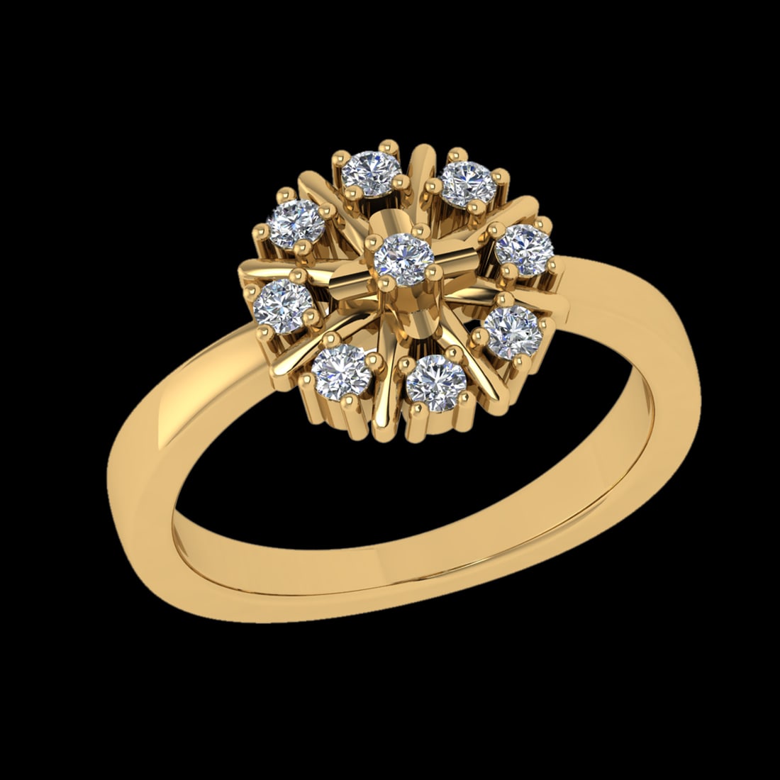 0.31 Ctw VS/SI1 Diamond Prong Set 18K Yellow Gold Engagement Ring