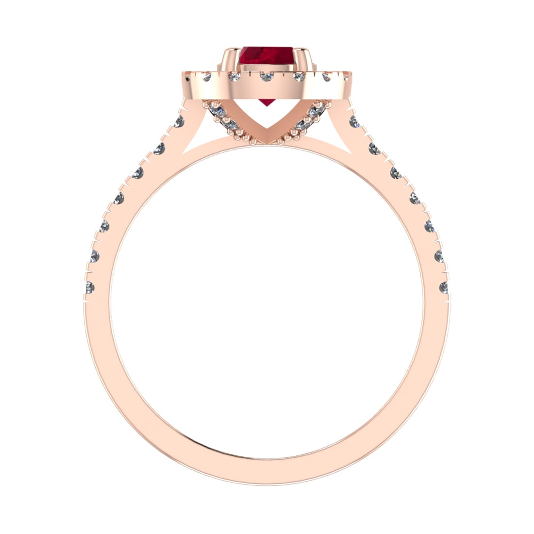 0.92 Ctw VS/SI1 Ruby and Diamond 14k Rose Gold Engagement Ring (ALL DIAMOND (1 of 2)