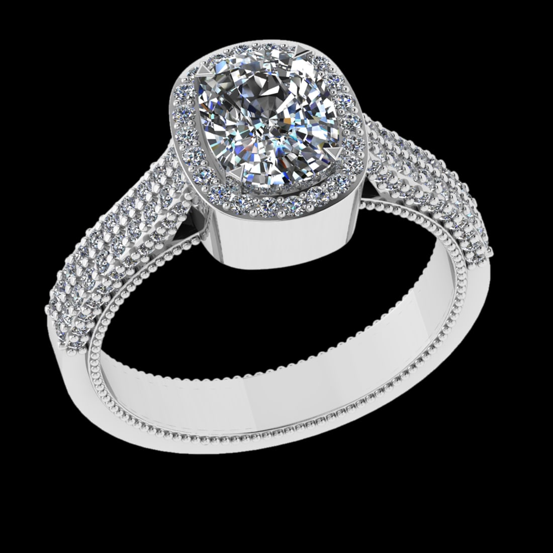 1.88 Ctw VS/SI1 Diamond 14 K White Gold Engagement Ring (ALL DIAMOND ARE LA