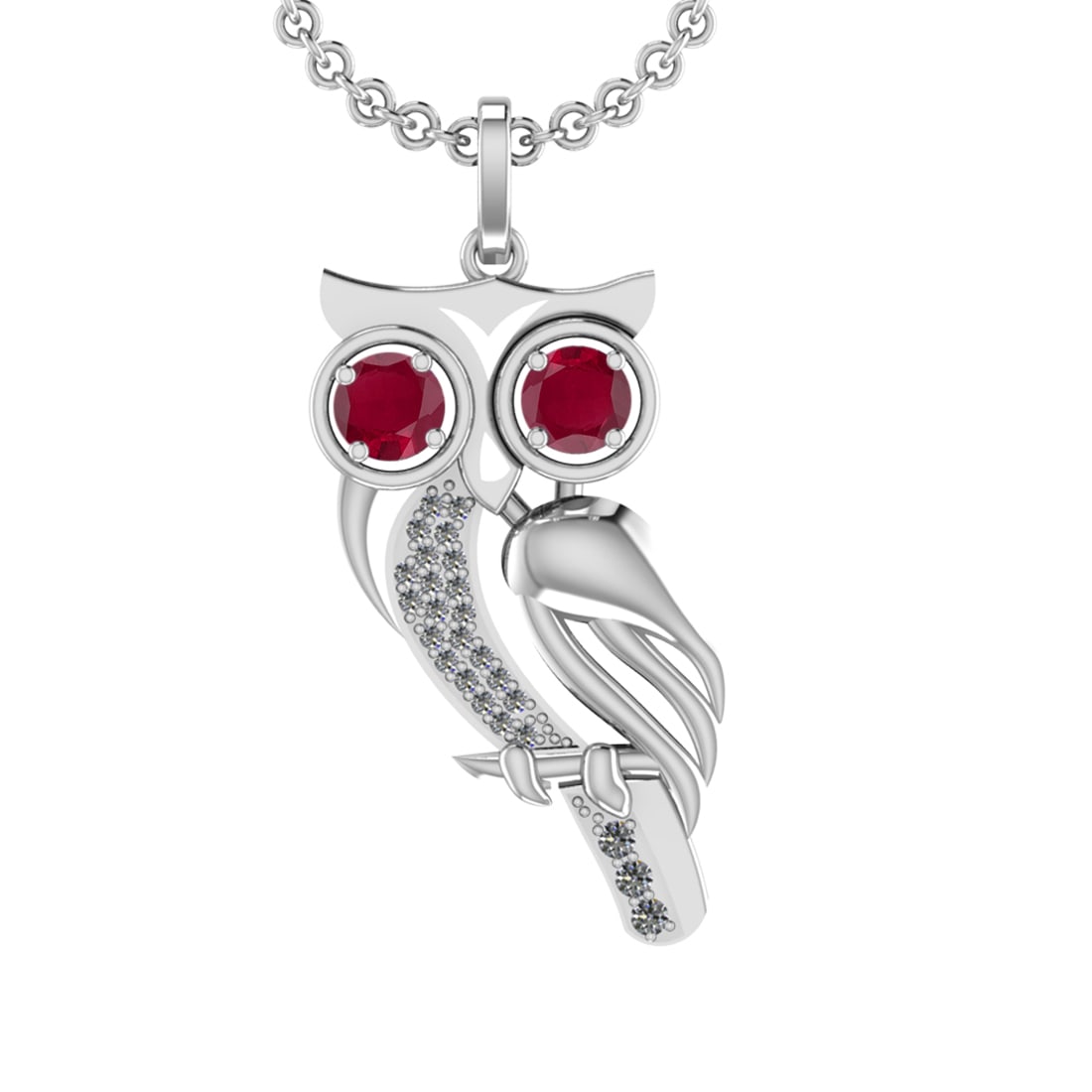 1.75 Ctw VS/SI1 Ruby and Diamond 14K White Gold Pendant (ALL DIAMOND ARE LA