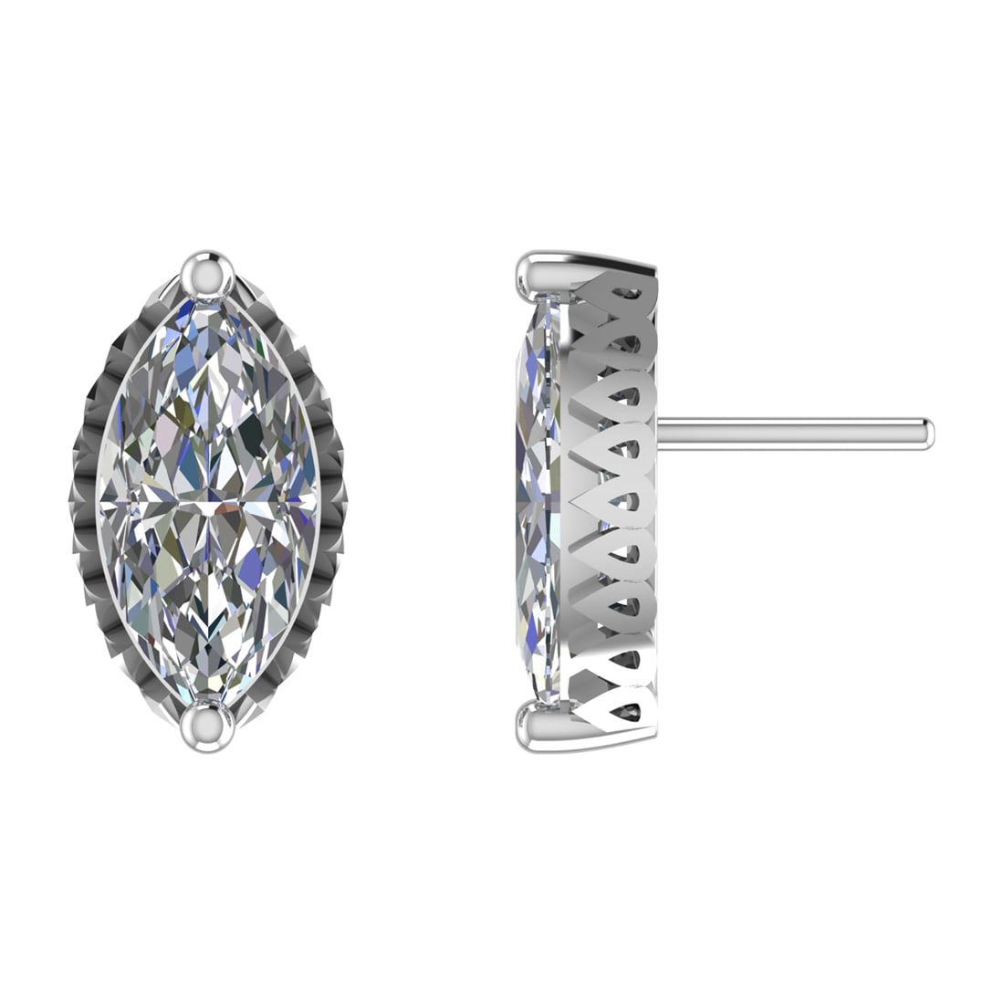2.00 Ctw SI2/SI1 Diamond Prong Set 14k White Gold Stud Earrings (ALL DIAMON: Center Diamond Weight :-2.00 Ctw ( 2 Pec Maquise Cut ) Color :-G-H Clarity : SI2/SI1 Setting : Prong Metal Weight : Approx 2.60 Gram 14k White Gold Stud Earrings (ALL DIAMOND ARE LAB GROWN ) #3SS97804