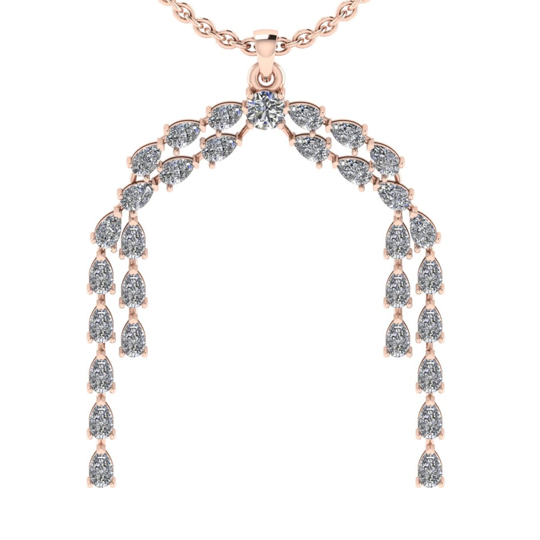 8.00 Ctw VS/SI1 Diamond 10K Rose Gold Pendant (ALL DIAMOND ARE LAB GROWN) (: Center Diamond Weight : 0.50 Ctw (Round Cut) Color : J-K Clarity : VS/SI1 Setting : Prong Side Weight Of Ctw 7.50 Ctw Color : J-K Clarity : VS/SI1 Stone Setting : Prong Metal Weight : Approx 7.90 gram