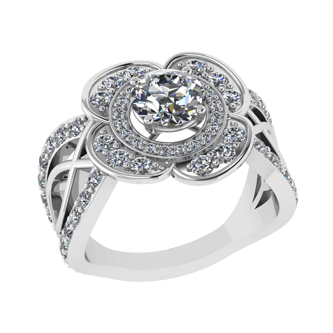 2.28 Ctw SI1/SI2 Diamond 14k white Gold Engagement Ring (ALL DIAMOND ARE LA: Center Daimond Weight :-0.95 Ctw ( Round Cut) Color : G-H Clarity : SI1/SI2 Side Diamond Weight Of Ctw 1.33 Ctw Color : G-H Clarity : SI1/SI2 Daimond Setting : Prong Metal Weight : Approx 4.33 gram 14