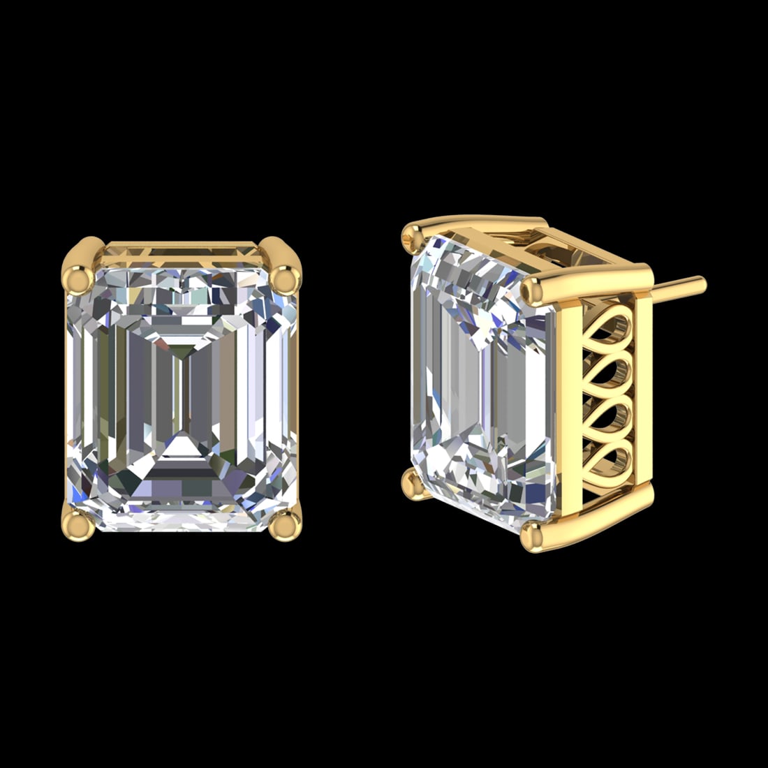 3.20 Ctw VS/SI1 Diamond 14k Yellow Gold Stud Earrings (ALL DIAMOND ARE LAB: Center Diamond Weight :-3.20 Ctw ( 2 Pec Emerald Cut ) Color :-G-H (ALL DIAMOND ARE LAB GROWN ) Clarity : VS/SI1 Setting : Prong Metal Weight : Approx 3.50 Gram 14k Yellow Gold Stud Earrings (ALL DIAM