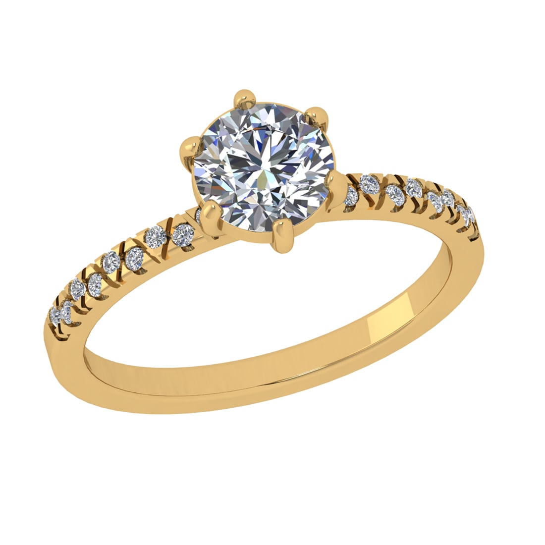 0.93 Ctw VS/SI1 Diamond 14k Yellow Gold Engagement Ring (ALL DIAMOND ARE LA