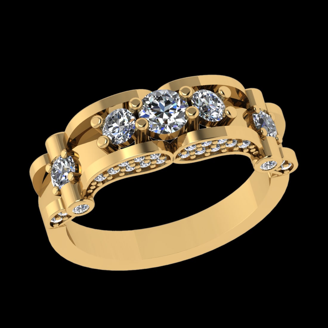 1.03 Ctw VS/SI1 Diamond 10k Yellow Gold Engagement Ring (ALL DIAMOND ARE LA: Center Daimond Weight :-0.25 Ctw ( Round Cut) Color : J-K Clarity : VS/SI1 Side Diamond Weight Of Ctw 0.78 Ctw Color : J-K Clarity : VS/SI1 Daimond Setting : Prong Metal Weight : Approx 4.91 gram 10k 