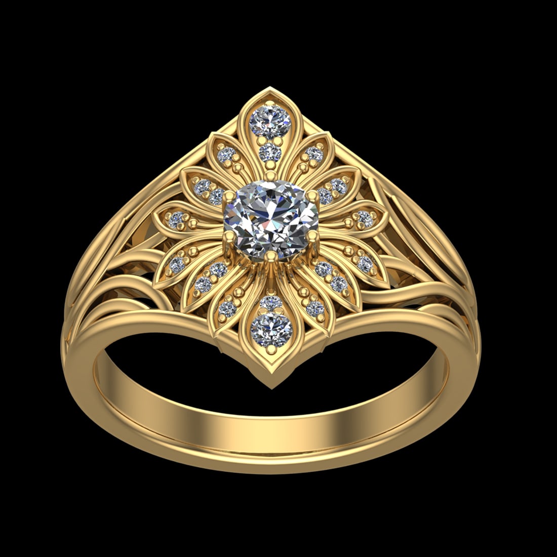 0.67 Ctw VS/SI1 Diamond Prong Set 18k Yellow Gold Engagement Ring (ALL DIAM