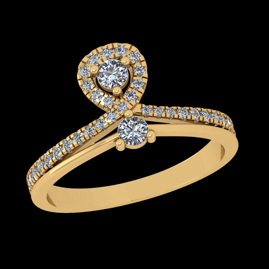 0.44 Ctw VS/SI1 Diamond Prong Set 18k Yellow Gold Engagement Ring (ALL DIAM