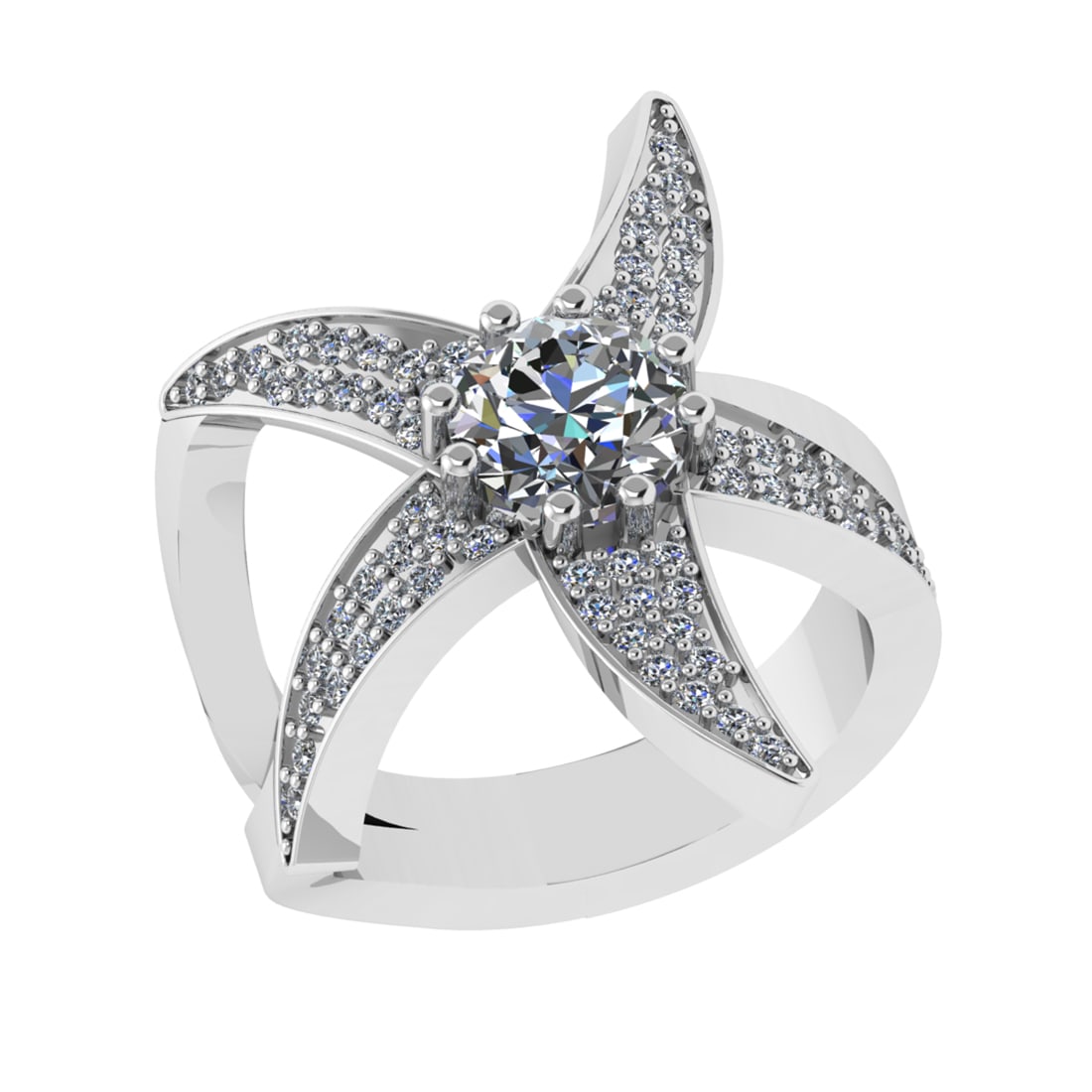 1.82 Ctw VS/SI1 Diamond Prong Set 14k white Gold Engagement Ring (ALL DIAMO: Center Daimond Weight :-1.30 Ctw ( Round Cut) Color : G-H Clarity : VS/SI1 Side Diamond Weight Of Ctw 0.52 Ctw Color : G-H Clarity : VS/SI1 Daimond Setting : Prong Metal Weight : Approx 8.94 gram 14k 