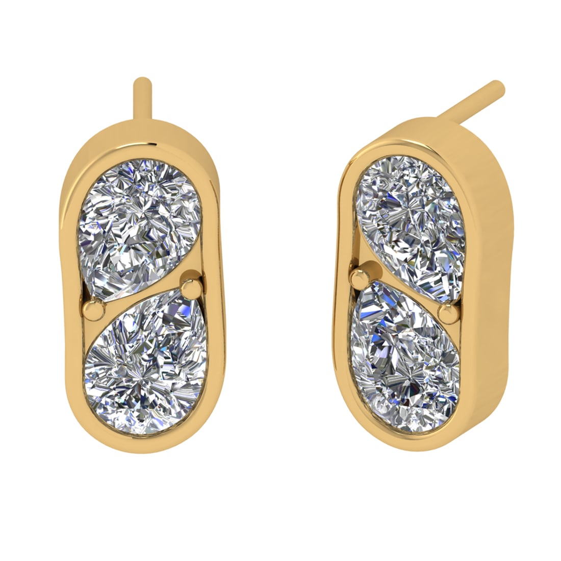 3.00 Ctw SI2/SI1 Diamond Prong Set 14k Yellow Gold Studs Earrings (ALL DIAM
