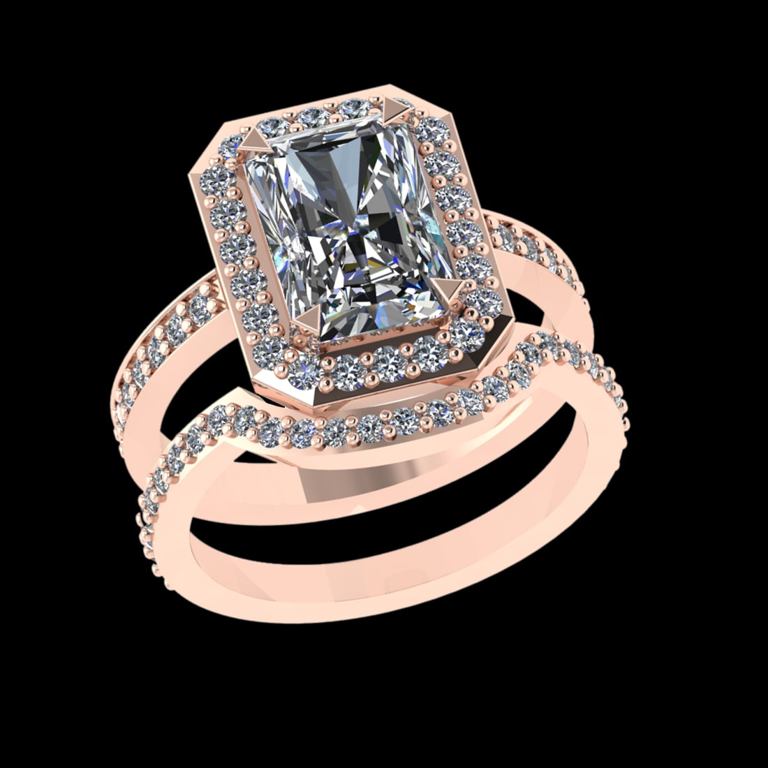 3.28 Ctw VS/SI1 Diamond 10k Rose Gold Engagement Ring (ALL DIAMOND ARE LAB: Center Daimond Weight :-2.50 Ctw ( Emerald Cut) Color : J-K Clarity : VS/SI1 Side Diamond Weight Of Ctw 0.78 Ctw Color : J-K Clarity : VS/SI1 Daimond Setting : Prong Metal Weight : Approx 6.06 gram 10