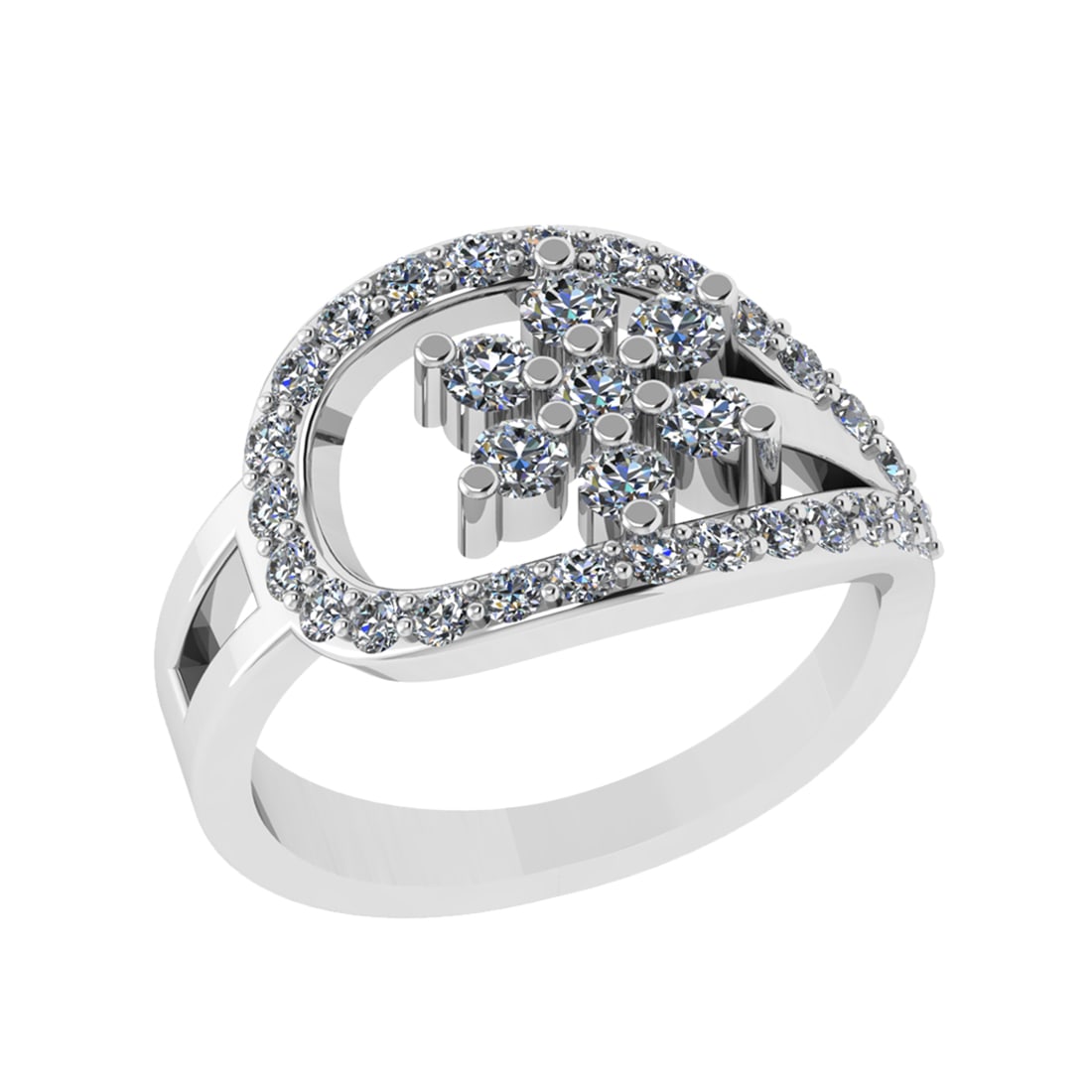 1.05 Ctw VS/SI1 Diamond 14K White Gold Cluster Engagement Ring (ALL DIAMOND (1 of 2)