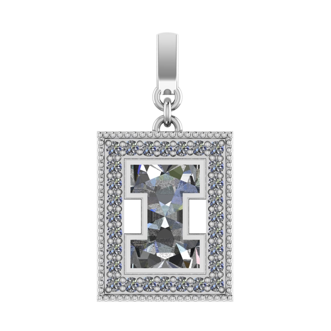 0.81 Ctw SI2/SI1 Diamond Prong Set 14k White Gold Alphabet-I Pendant (ALL D