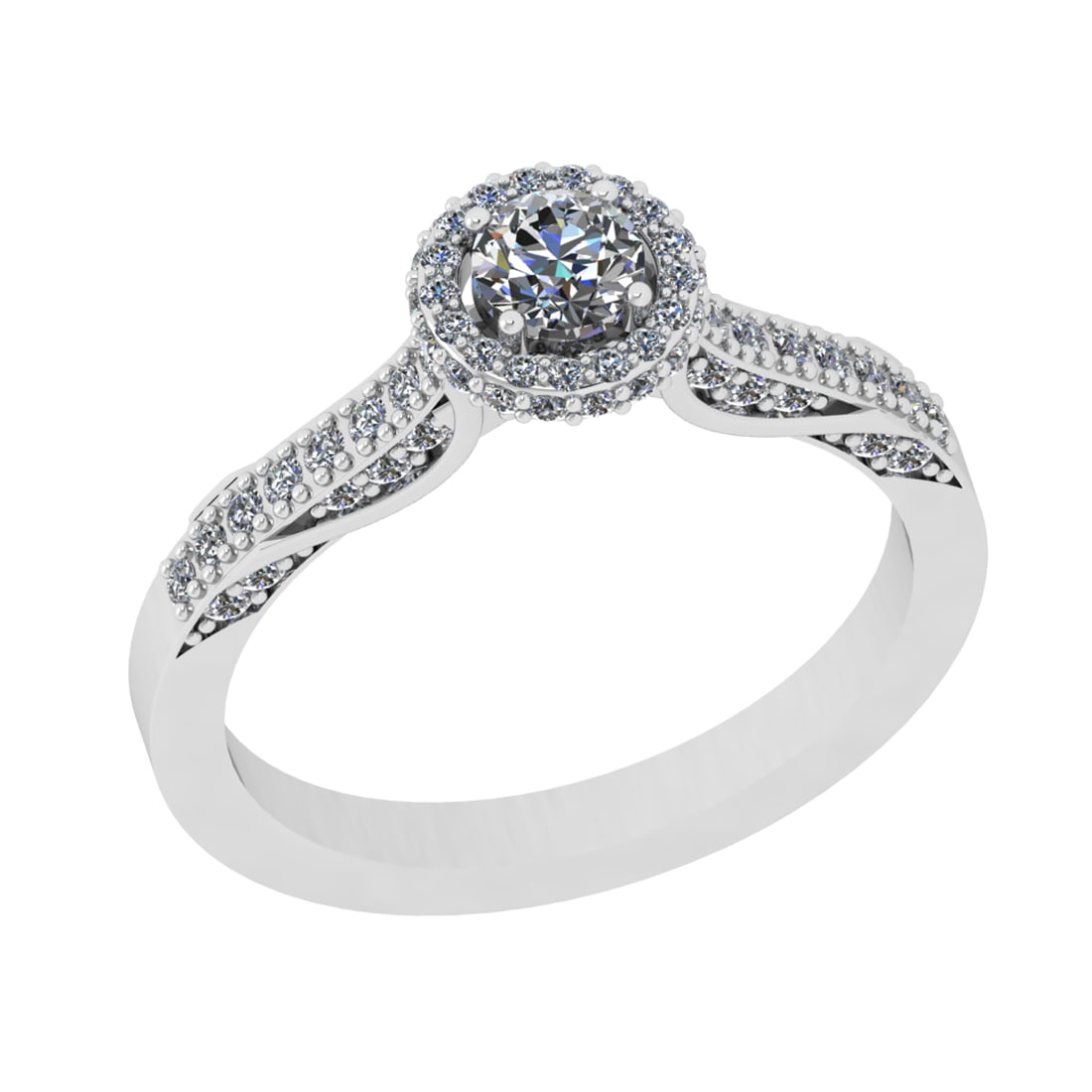 0.76 Ctw SI1/SI2 Diamond Prong Set 14k white Gold Engagement Ring