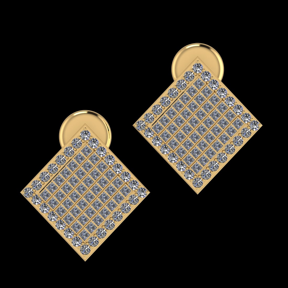 2.10 Ctw VS/SI1 Diamond Prong Set 10K Yellow Gold Engagement Ring: Total Daimond Weight :-2.10 Ctw Color : J-K (Round & Princess ) Clarity : VS/SI1 Setting : Prong Metal Weight : Approx 9.22 gram 10K Yellow Gold Studs Earrings (ALL DIAMOND ARE LAB GROWN )