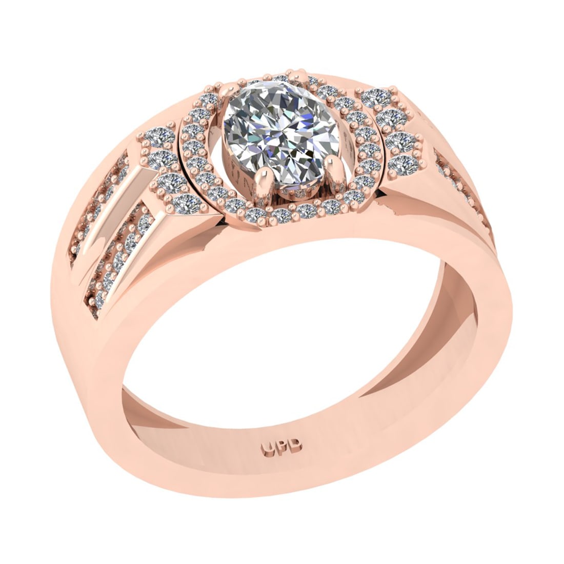 1.07 Ctw VS/SI1 Diamond 10K Rose Gold Engagement Ring (ALL DIAMOND ARE LAB: Center Diamond Weight : 0.75 Ctw (Oval Cut) Color : J-K Clarity : VS/SI1 Setting : Prong Side Weight Of Ctw 0.32 Ctw Color : J-K Clarity : VS/SI1 Stone Setting : Prong Metal Weight : Approx 6.40 gram 