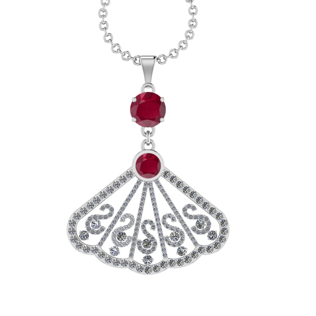 3.33 Ctw VS/SI1 Ruby and Diamond14K White Gold Necklace (ALL DIAMOND ARE LA (1 of 1)