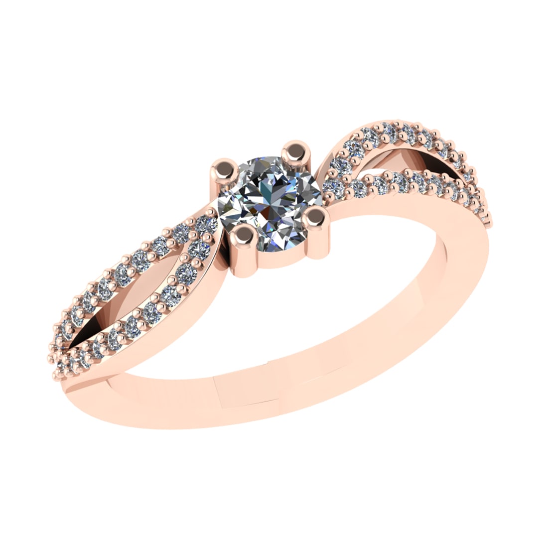0.73 Ctw SI1/SI2 Diamond 14k Rose Gold Engagement Ring (ALL DIAMOND ARE LAB
