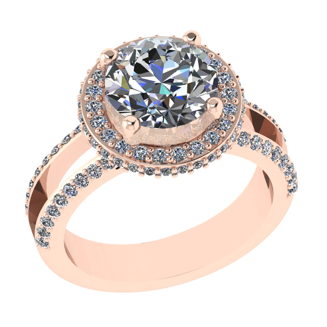 2.83 Ctw SI1/SI2 Diamond Prong Set 14k Rose Gold Engagement Ring (ALL DIAMO: Center Daimond Weight :-2.00 Ctw ( Round Cut) Color : G-H Clarity : SI1/SI2 Side Diamond Weight Of Ctw 0.83 Ctw Color : G-H Clarity : SI1/SI2 Daimond Setting : Prong Metal Weight : Approx 6.06 gram