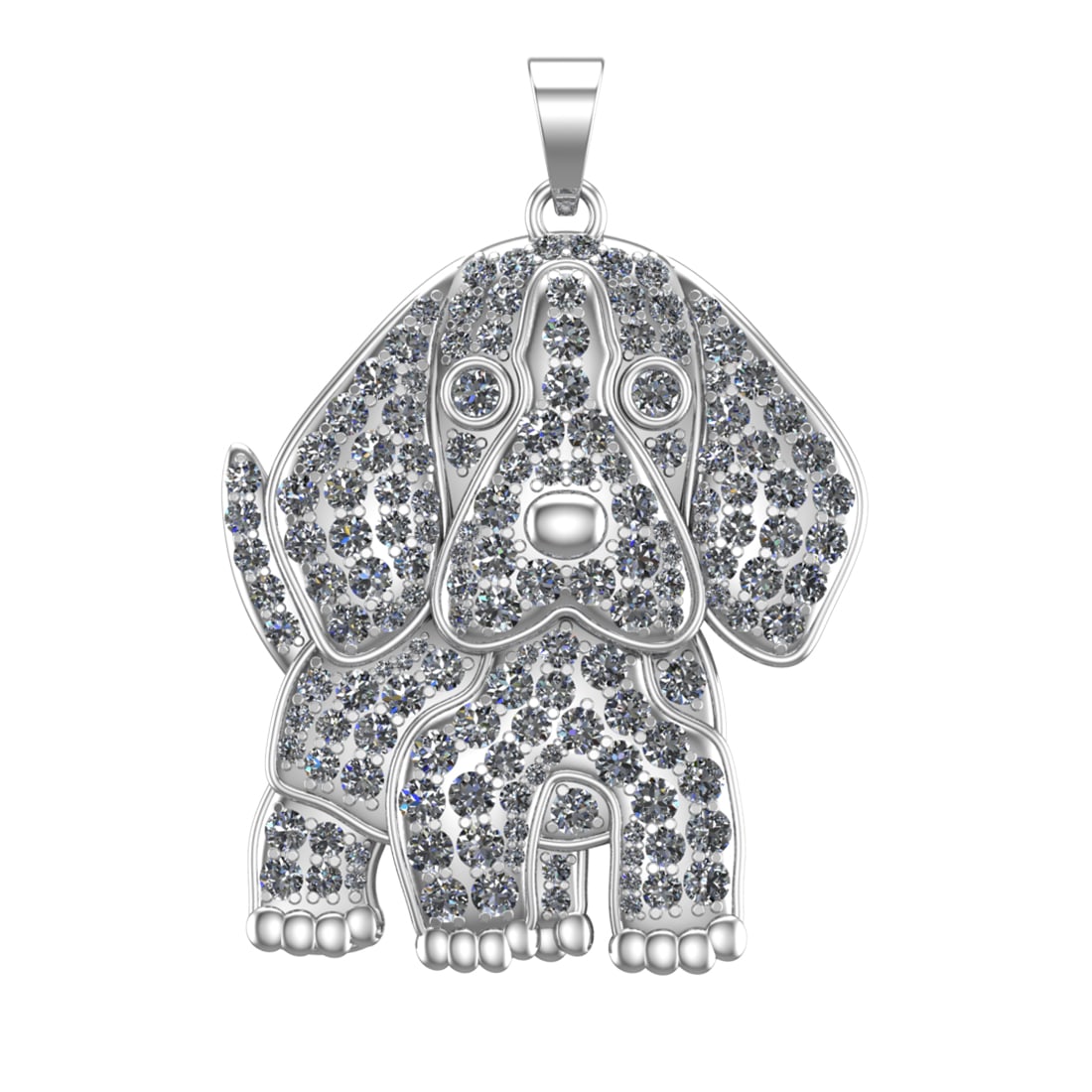 6.50 Ctw SI2/SI1 Diamond Prong Set 14k white Gold Puppy Theme Pendant (ALL