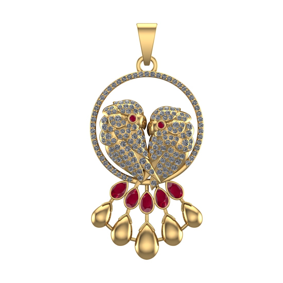 3.73 Ctw VS/SI1 Ruby and Diamond 14k Yellow Gold Pandant (ALL DIAMOND ARE L: Center Stone Weight :-1.28 Ctw ( Pear & Round Cut) Center Stone Color :-Ruby Center Stone Setting : Prong Side Diamond Weight Of Ctw :- 2.45 Ctw Color : G-H Clarity : VS/SI1 Daimond Setting : Prong Me