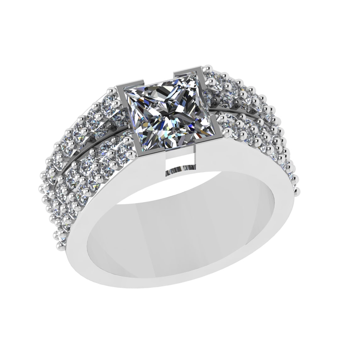 2.90 Ctw SI1/SI2 Diamond 14k white Gold Engagement Ring (ALL DIAMOND ARE LA