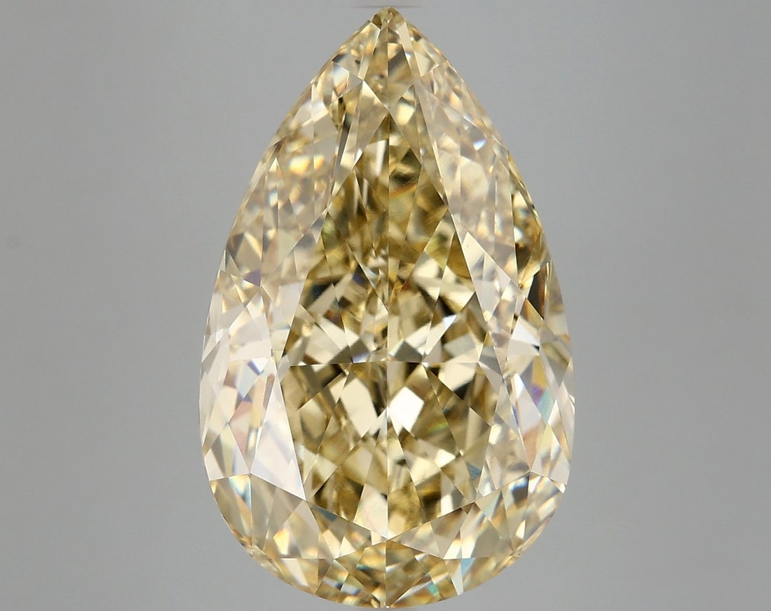 10.1ct Pear Cut Lab Grown Diamond: IGI Certified Pear Cut Loose Diamond (LAB GROWN) - Weight: 10.1 ctw; Color: Fancy Intense Yellow; Clarity: VVS2 #3SS18944v16