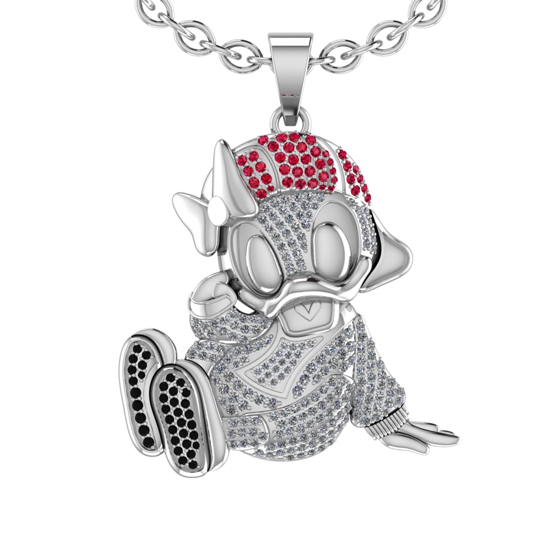 1.51 Ctw VS/SI1 Ruby and Diamond 14K Yellow Gold Hip Hop theme Necklace (AL: Color Diamond Weight :- 0.21 ctw Color :-Treated Fancy black diamond Clarity : VS/SI1 Color Stone Weight :-0.29 Ctw ( Round cut) Stone Color :-Ruby Stone Setting : Prong Side Diamond Weight Of Ctw 1.0