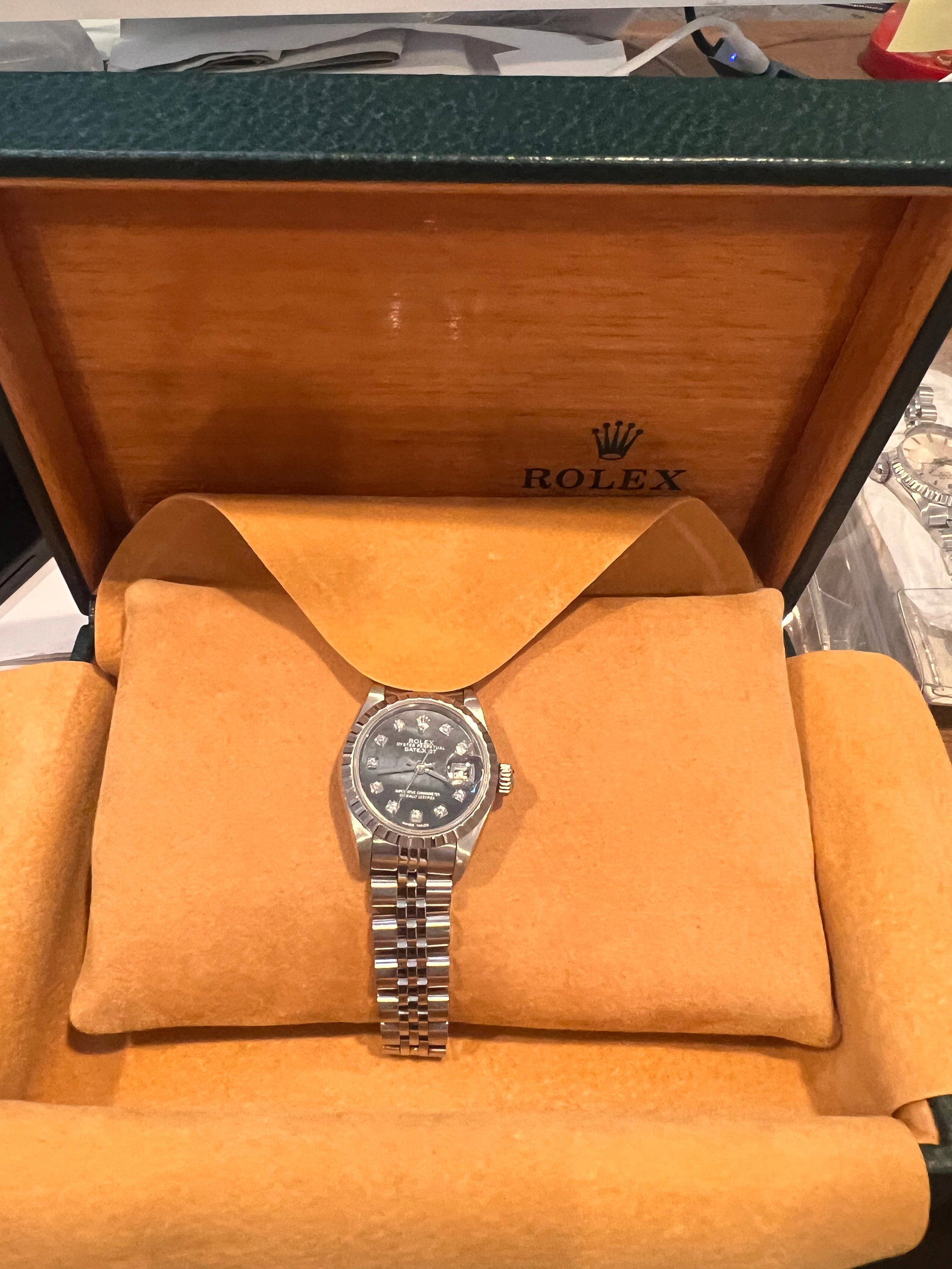 Stainless Steel 26mm Rolex w/Custom Mother Of Pearl Dial Comes with Box & A: Stainless Steel 26mm Rolex w/Custom Mother Of Pearl Dial Comes with Box & Appraisal #3SS21941v8