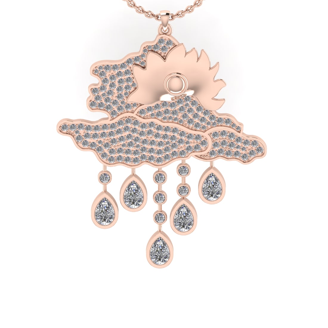3.35 Ctw VS/SI1 Diamond 14K Rose Gold Necklace (ALL DIAMOND ARE LAB GROWN )