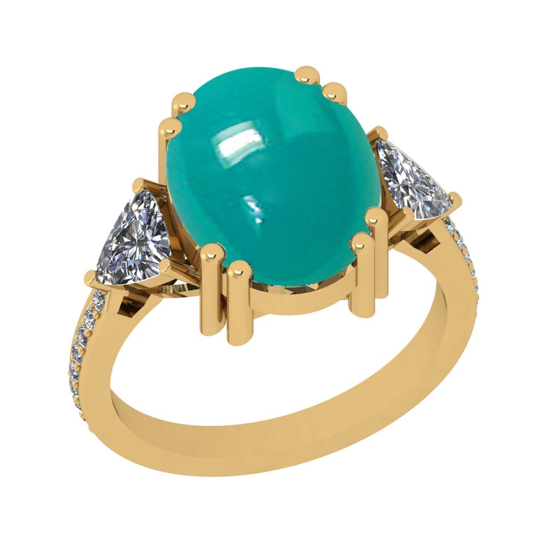 7.48 CtwVS/SI1 Emerald and Diamond 14k Yellow Gold Engagement Ring: Center Stone Weight :-6.36 Ctw ( Oval Cab) Center Stone Color :-Emerald Center Stone Setting : Prong Side Diamond Weight Of Ctw :- 1.12 Ctw Color : J-K Clarity : VS/SI1 Daimond Setting : Prong Metal W