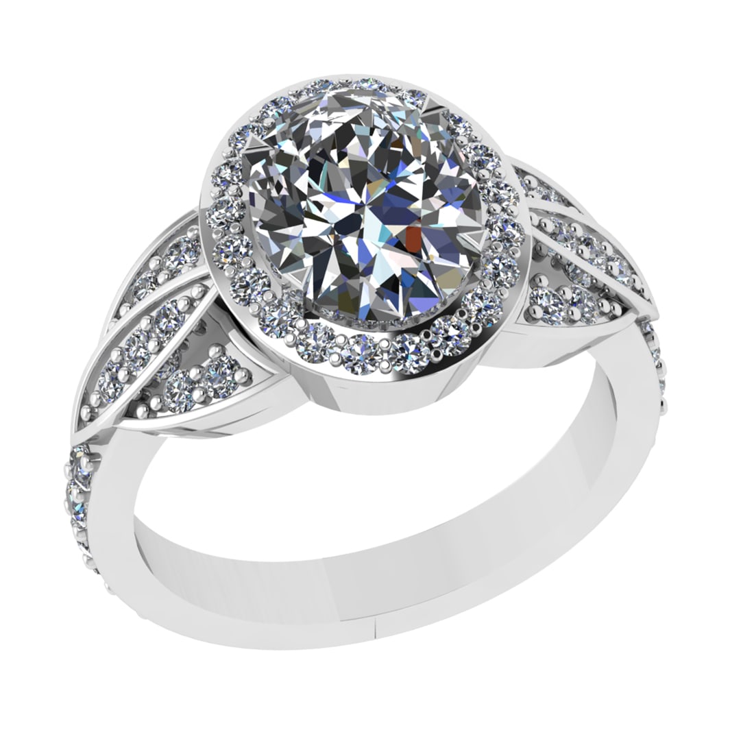 3.26 Ctw VS/SI1 Diamond 14k white Gold Engagement Ring: Center Daimond Weight :-2.50 Ctw ( Oval Cut) Color : G-H Clarity : VS/SI1 Side Diamond Weight Of Ctw 0.76 Ctw Color : G-H Clarity : VS/SI1 Daimond Setting : Prong Metal Weight : Approx 6.06 gram 14k W