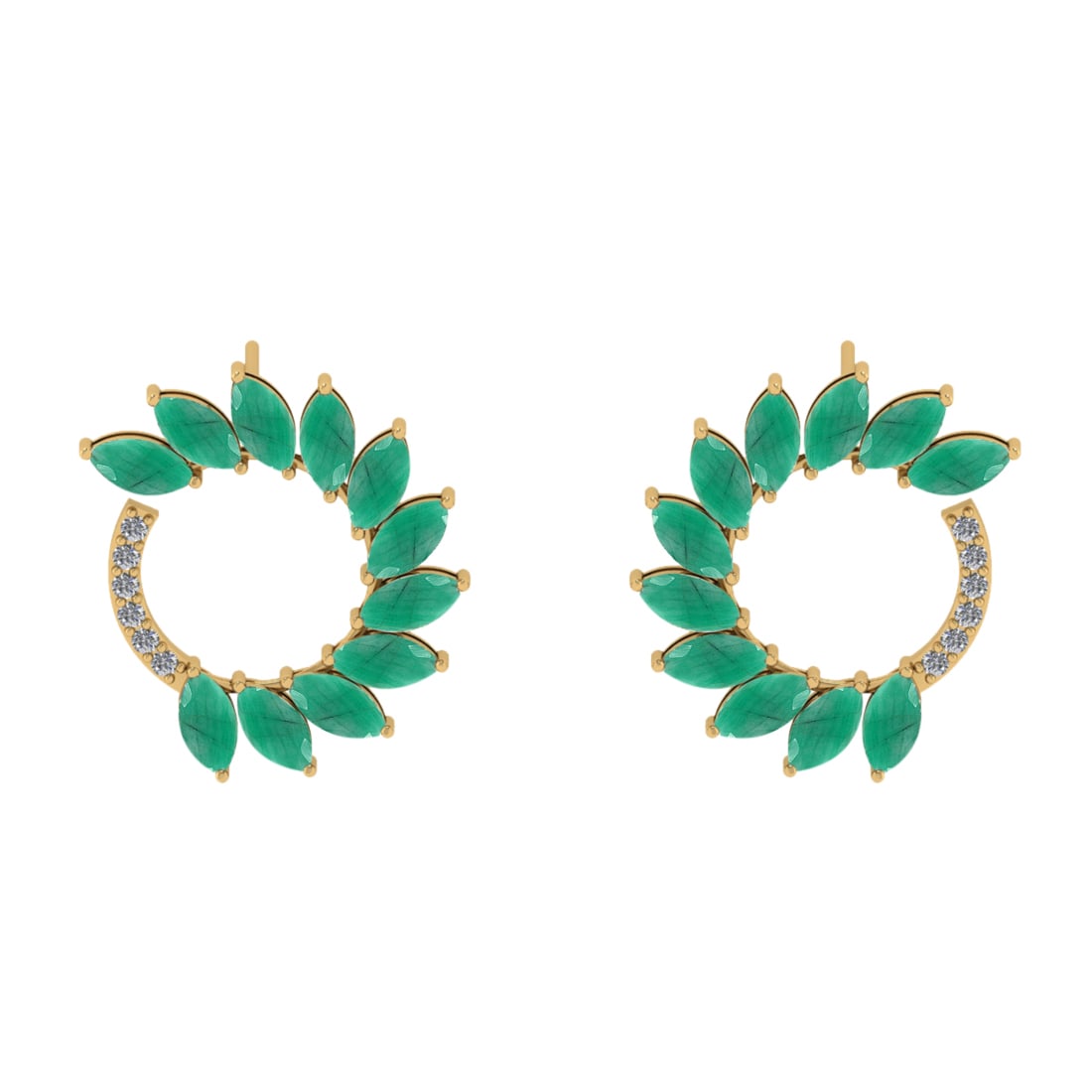 3.18 Ctw VS/SI1 Emerlad And Diamond 14K Yellow Gold Earrings (ALL DIAMOND A (1 of 1)
