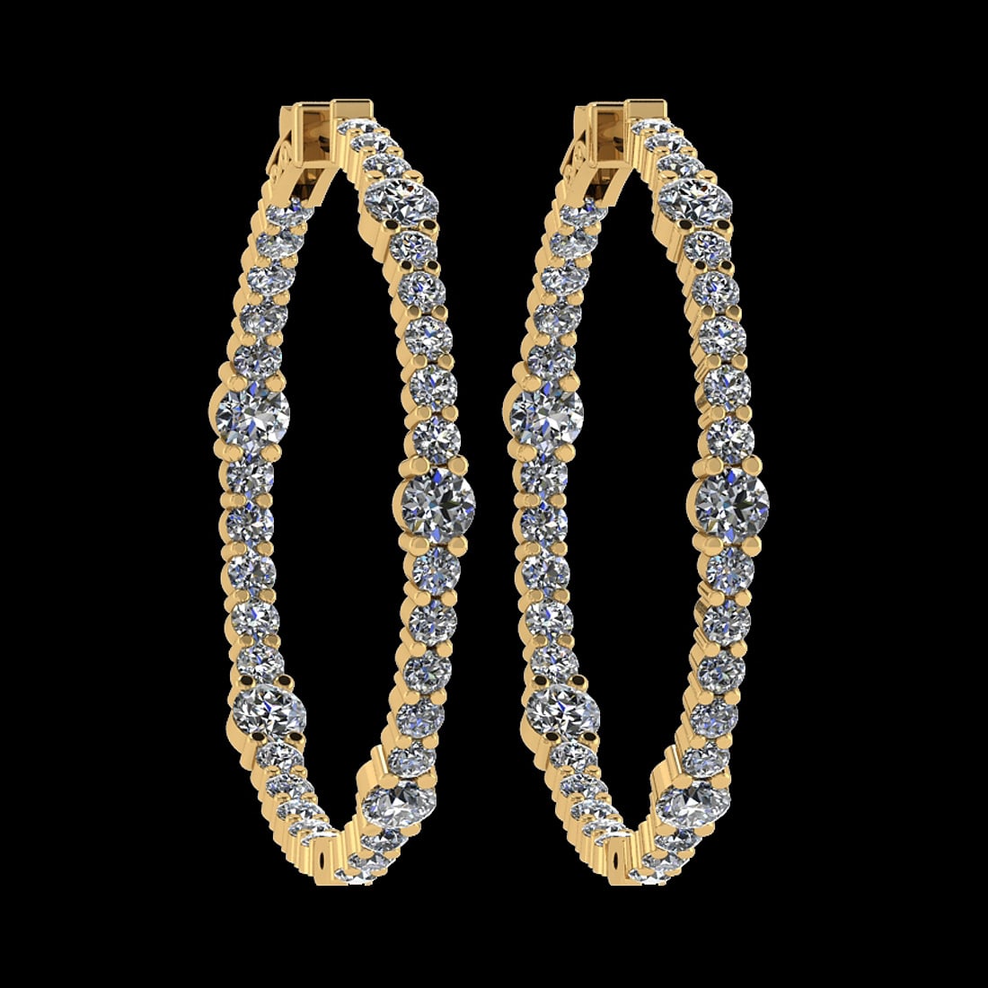 2.08 Ctw VS/SI1 Diamond 14K Yellow Gold Hoop Earrings (ALL DIAMOND ARE LAB: Center Diamond Weight : 2.08 Ctw (Round Cut) Center Diamond Color :- J-K Center Clarity : VS/SI1 Stone Setting : Prong 14K Yellow Gold Hoop Earrings (ALL DIAMOND ARE LAB GROWN ) Size:-1.26Inch #3SS733