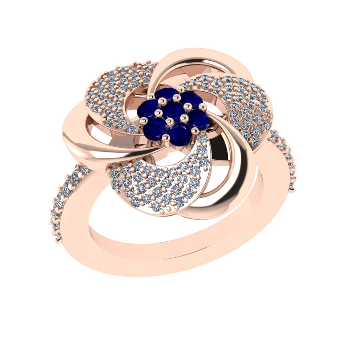 0.90 Ctw VS/SI1 Blue Sapphire and Diamond 14k Rose Gold Engagement Ring (AL: Center Stone Weight :-0.27 Ctw ( Round Cut) Center Stone Color :-Blue Sapphire Center Stone Setting : Prong Side Diamond Weight Of Ctw :- 0.63 Ctw Color : J-K Clarity : VS/SI1 Daimond Setting : Prong 