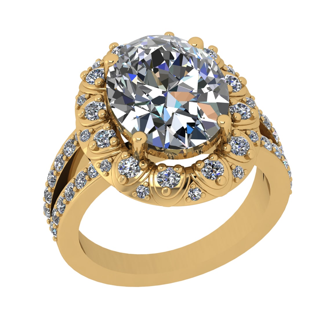 3.74 Ctw SI1/SI2 Diamond Prong Set 14k Yellow Gold Engagement Ring: Center Daimond Weight :-2.80 Ctw ( Oval Cut) Color : G-H Clarity : SI1/SI2 Side Diamond Weight Of Ctw 0.94 Ctw Color : G-H Clarity : SI1/SI2 Daimond Setting : Prong Metal Weight : Approx 6.34 gram 14k