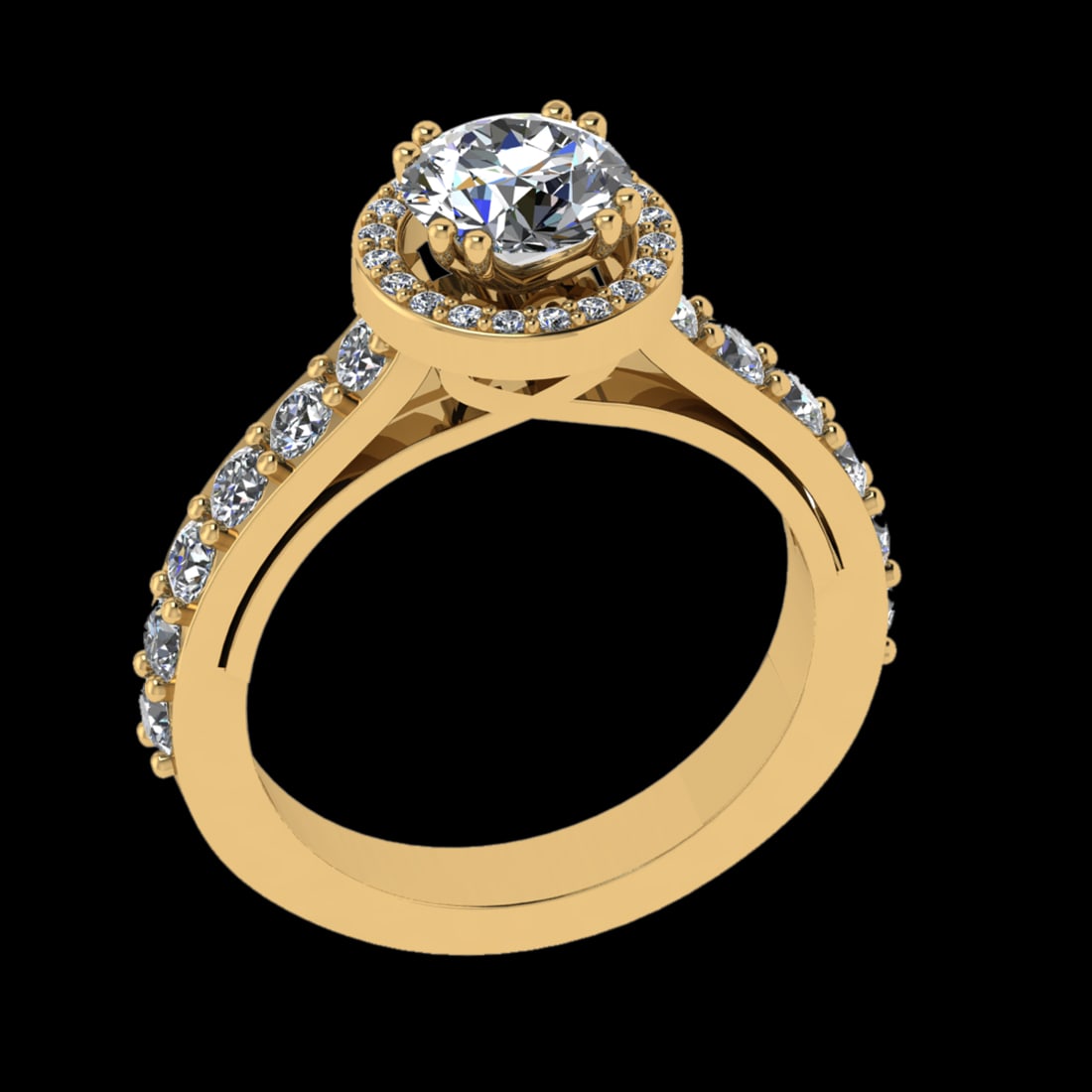 1.96 Ctw VS/SI1 Diamond Prong Set 18k Yellow Gold Engagement Ring (ALL DIAM: Center Daimond Weight :-1.00 Ctw ( Round Cut) Color : G-H Clarity : VS/SI1 Side Diamond Weight Of Ctw 0.96 Ctw Color : G-H Clarity : VS/SI1 Daimond Setting : Prong Metal Weight : Approx 5.91 gram 18k 