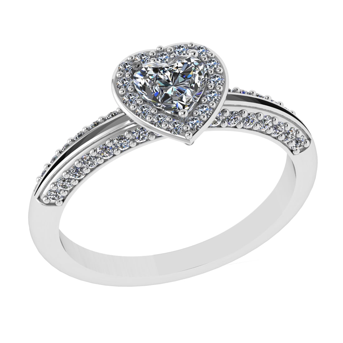 0.88 Ctw VS/SI1 Diamond Prong Set 14k white Gold Engagement Ring: Center Daimond Weight :-0.50 Ctw ( Heart Cut) Color : G-H Clarity : VS/SI1 Side Diamond Weight Of Ctw 0.38 Ctw Color : G-H Clarity : VS/SI1 Daimond Setting : Prong Metal Weight : Approx 4.33 gram 14k 