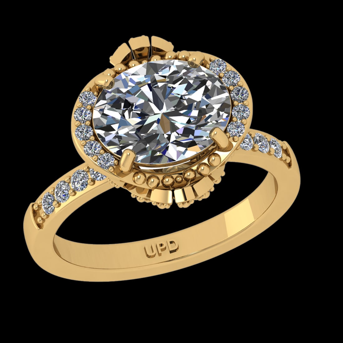 2.75 Ctw VS/SI1 Diamond Prong Set 10k Yellow Gold Engagement Ring (ALL DIAM: Center Daimond Weight :-2.50 Ctw ( Oval Cut) Color : J-K Clarity : VS/SI1 Side Diamond Weight Of Ctw 0.25 Ctw Color : J-K Clarity : VS/SI1 Daimond Setting : Prong Metal Weight : Approx 5.33 gram 10k Y