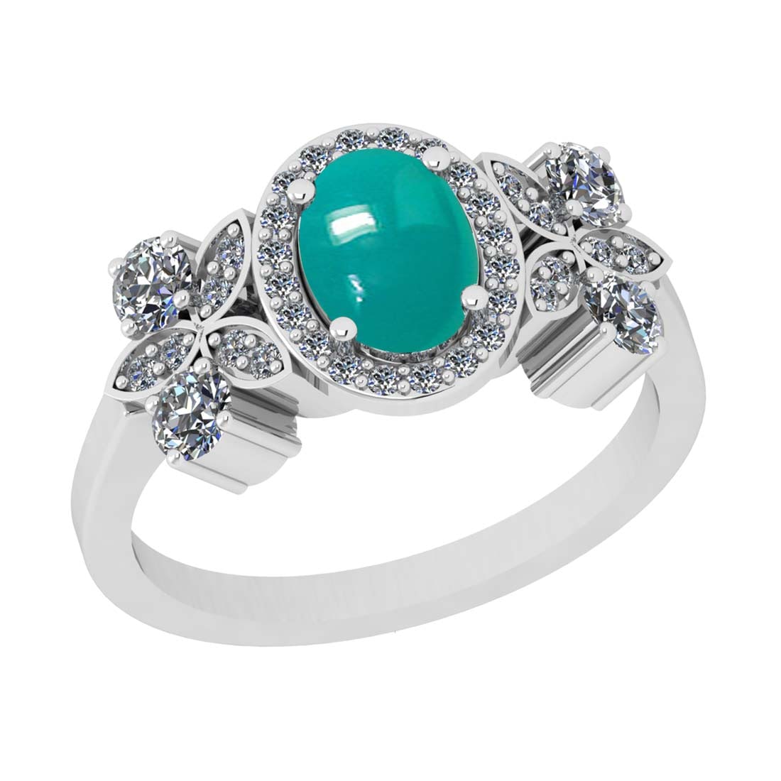 2.95 CtwVS/SI1 Emerald and Diamond 14k White Gold Engagement Ring: Center Stone Weight :-2.30 Ctw ( Oval Cab) Center Stone Color :-Emerald Center Stone Setting : Prong Side Diamond Weight Of Ctw :- 0.65 Ctw Color : J-K Clarity : VS/SI1 Daimond Setting : Prong Metal W